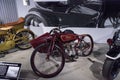 Red 1920 Indian Daytona Racer motorcycle with Flxicar